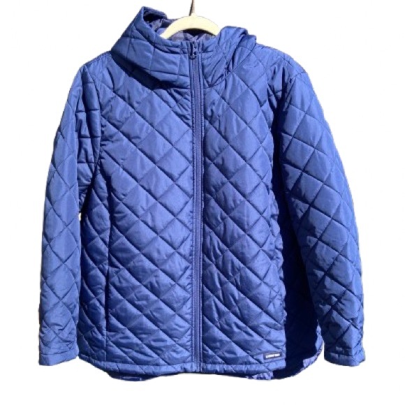 Lands' End Navy Quilted Hooded Jacket Women’s 1X - Picture 1 of 6